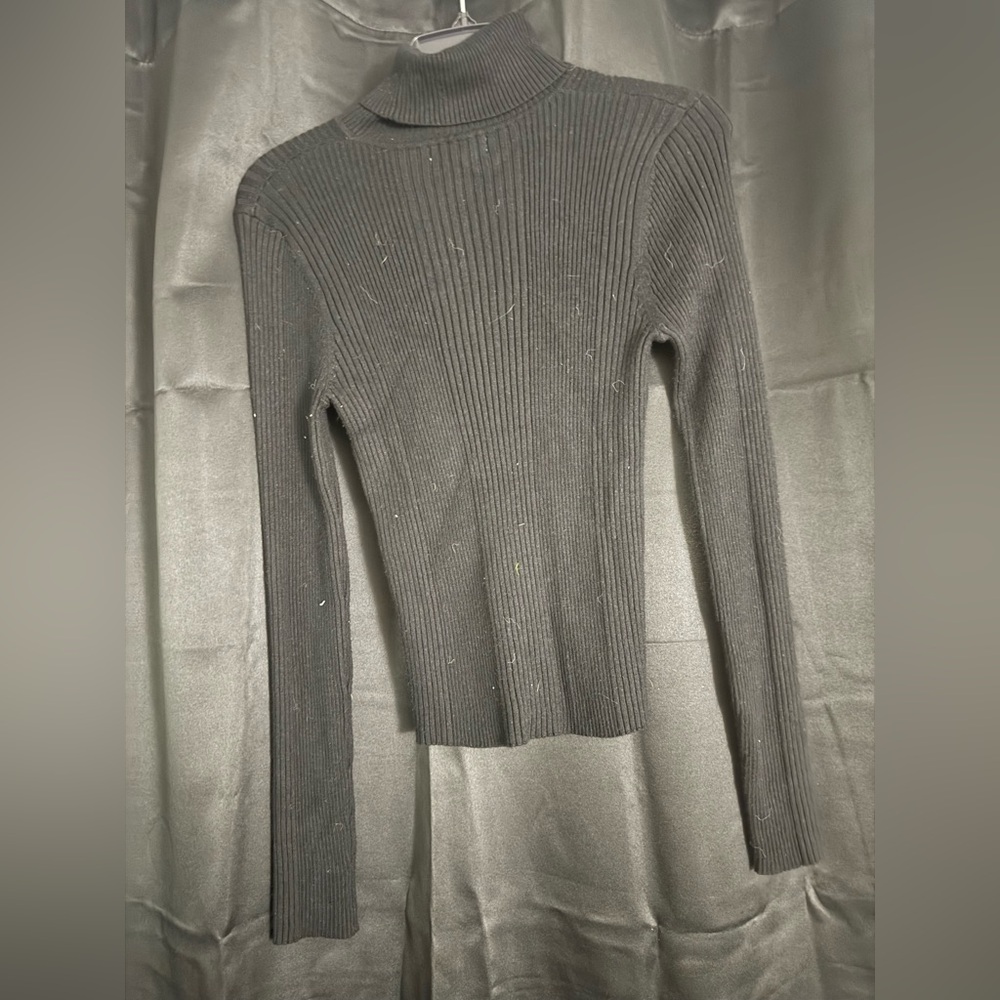 Black Ribbed Turtle Neck